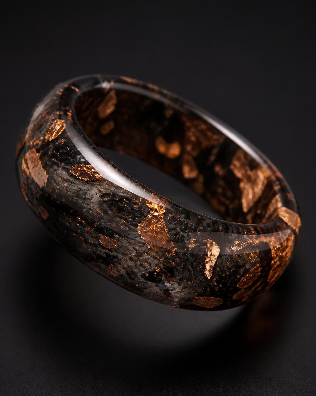Bracelet jonc en résine — Cendre et cuivre